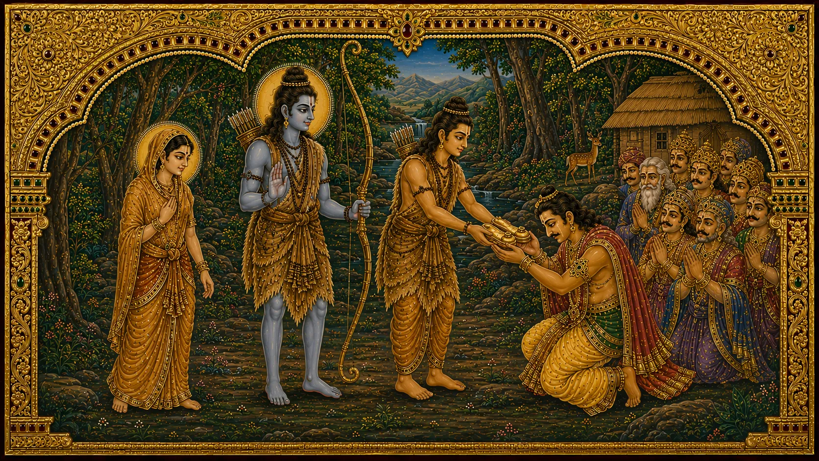 Bharata receives Rama's paaduka at Chitrakoot